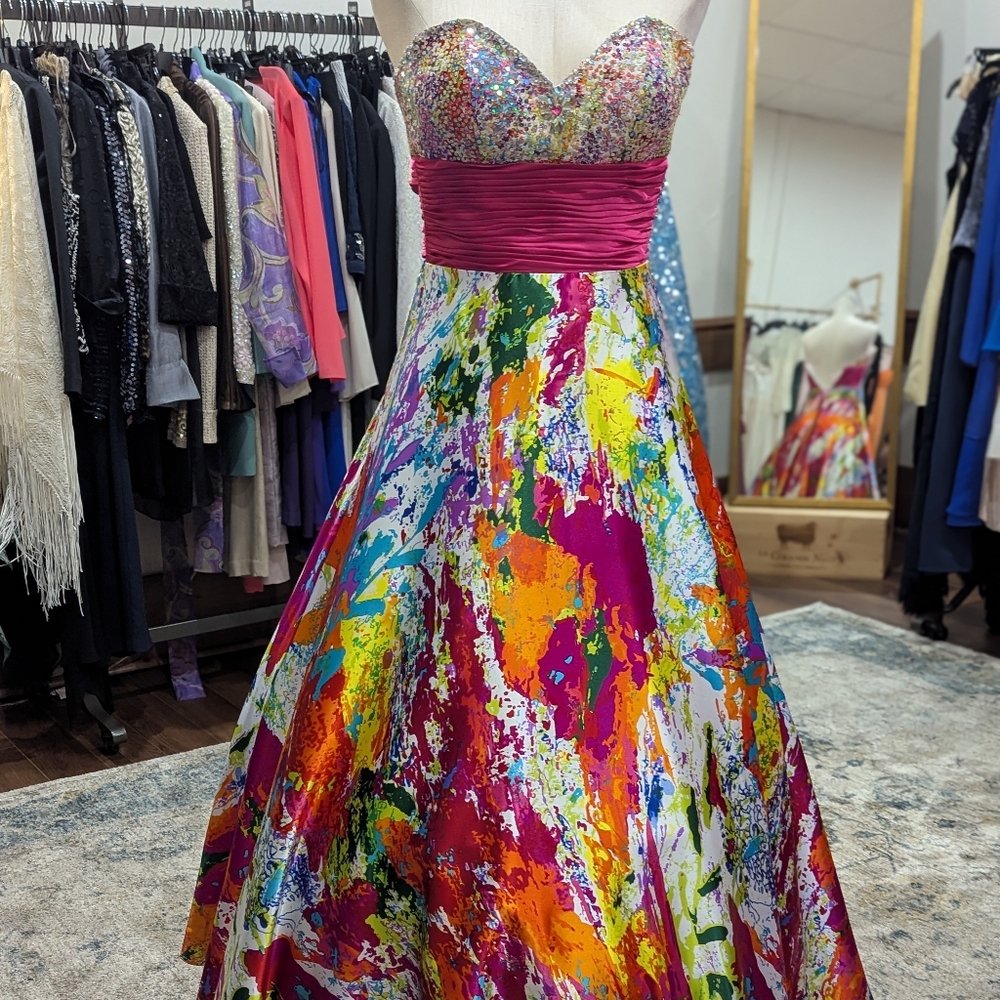 Night Moves A-line Prom Dress in Pink and Orange